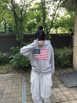 Comfort Crack American Flag Zip-up Hoodie