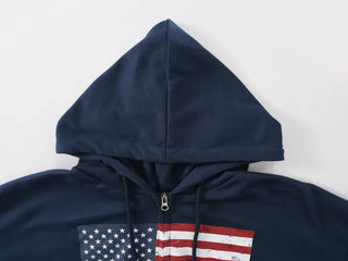 Comfort Crack American Flag Zip-up Hoodie