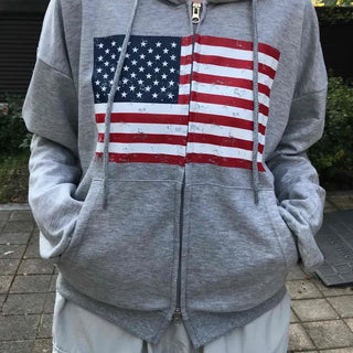 Comfort Crack American Flag Zip-up Hoodie