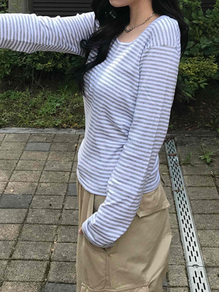 Daily Striped Long-Sleeve T-Shirt