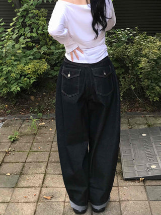 Natural Balloon Oversized Denim Long Pants