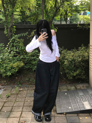 Natural Balloon Oversized Denim Long Pants