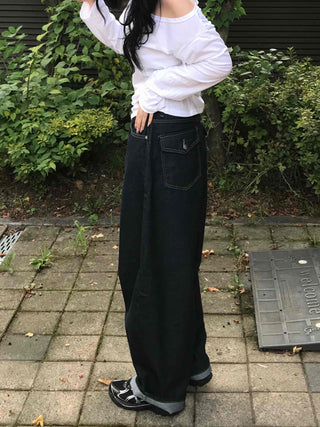 Natural Balloon Oversized Denim Long Pants
