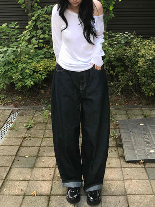 Natural Balloon Oversized Denim Long Pants