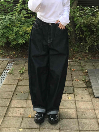 Natural Balloon Oversized Denim Long Pants