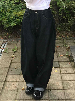Natural Balloon Oversized Denim Long Pants