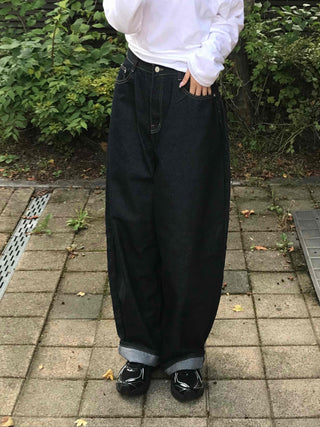 Natural Balloon Oversized Denim Long Pants