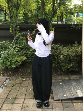 Natural Balloon Oversized Denim Long Pants