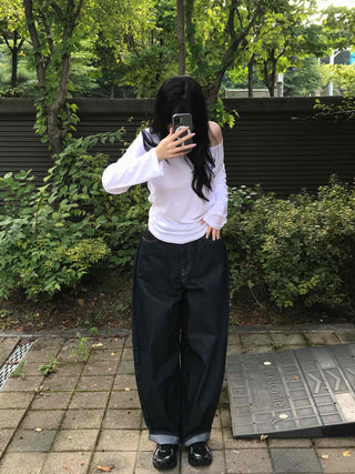 Natural Balloon Oversized Denim Long Pants