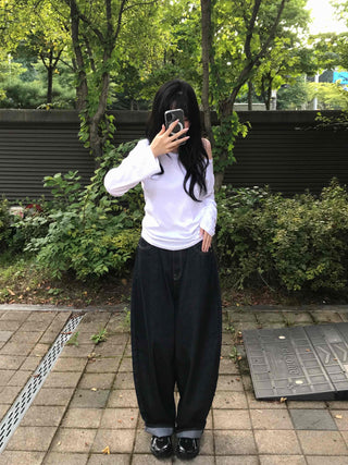 Natural Balloon Oversized Denim Long Pants