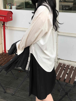 Simple Loose Fit Cotton Striped Shirt