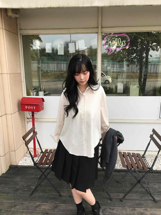 Simple Loose Fit Cotton Striped Shirt