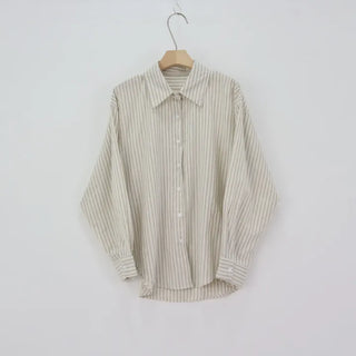 Simple Loose Fit Cotton Striped Shirt