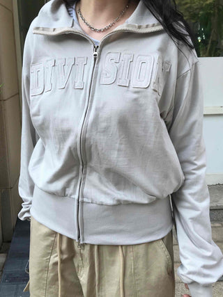 Unique Patch Track Loose Fit Zip-up