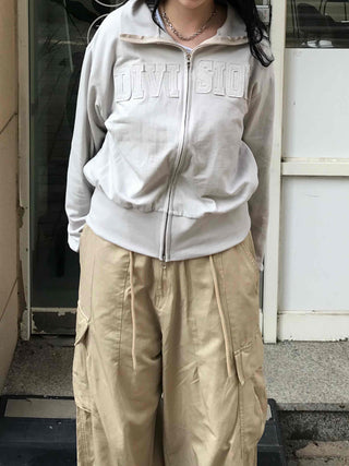 Unique Patch Track Loose Fit Zip-up