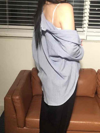 New Basic Oversized Striped Shirt