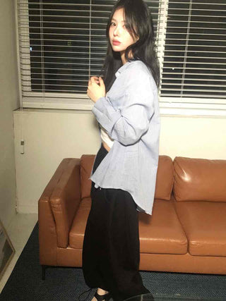 New Basic Oversized Striped Shirt