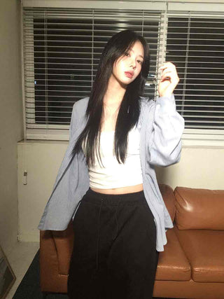 New Basic Oversized Striped Shirt