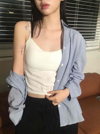 New Basic Oversized Striped Shirt