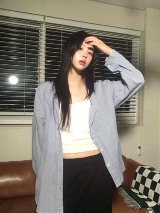 New Basic Oversized Striped Shirt