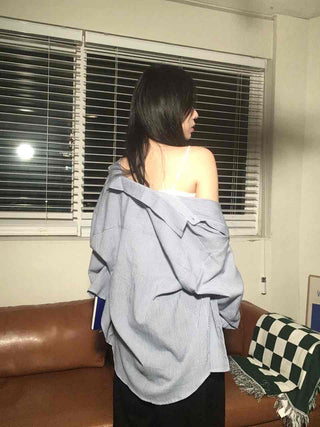 New Basic Oversized Striped Shirt