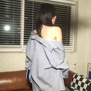 New Basic Oversized Striped Shirt