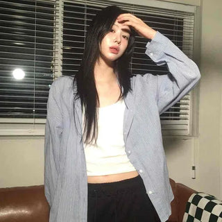 New Basic Oversized Striped Shirt