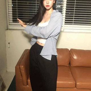 New Basic Oversized Striped Shirt