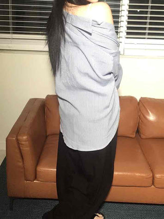 New Basic Oversized Striped Shirt