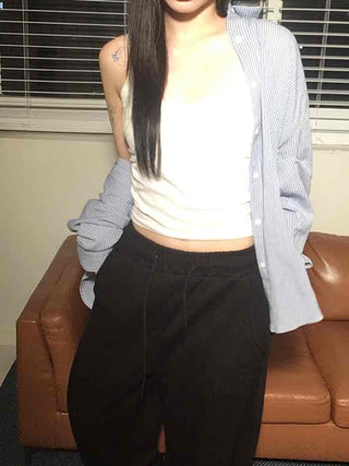 New Basic Oversized Striped Shirt