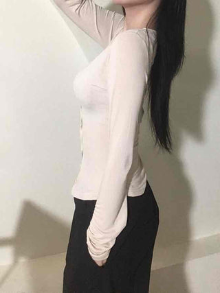 Cinched Waist Stretch Shirt Cardigan