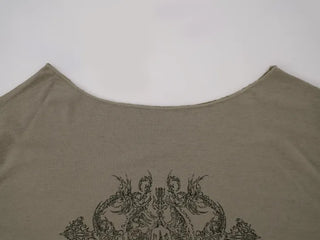Vintage Tattoo Print Off-Shoulder Loose Tee