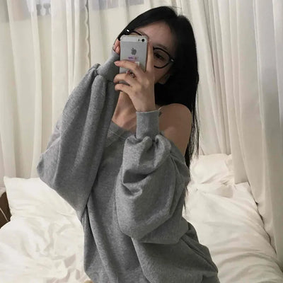 Comfort Loose Fit Off-Shoulder Sweatshirt