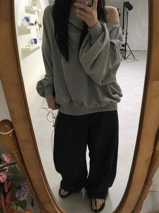 Comfort Loose Fit Off-Shoulder Sweatshirt