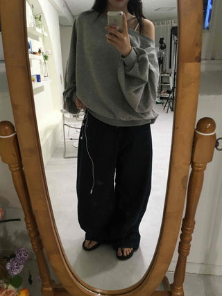 Comfort Loose Fit Off-Shoulder Sweatshirt