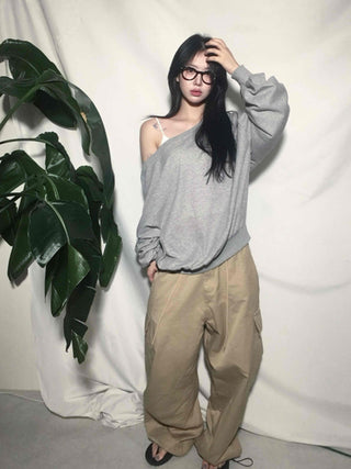 Comfort Loose Fit Off-Shoulder Sweatshirt