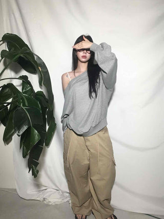 Comfort Loose Fit Off-Shoulder Sweatshirt