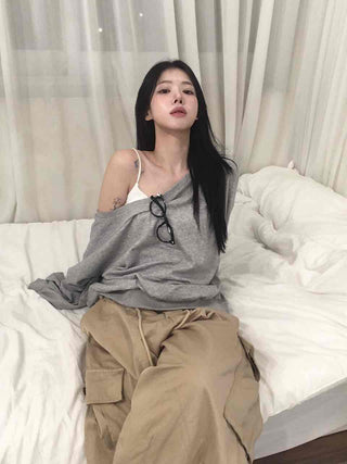 Comfort Loose Fit Off-Shoulder Sweatshirt