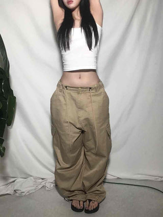 Mega Wide String Cotton Pocket Long Pants