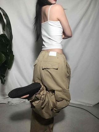 Mega Wide String Cotton Pocket Long Pants