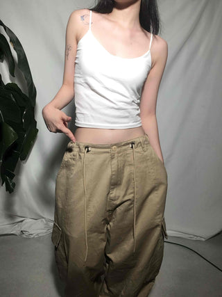Mega Wide String Cotton Pocket Long Pants