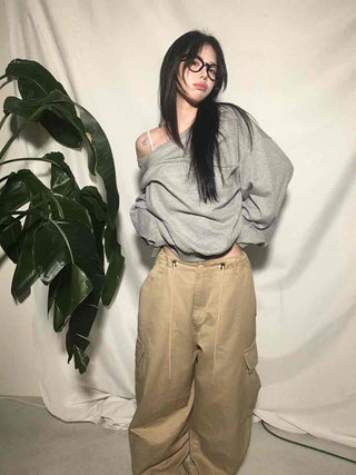 Mega Wide String Cotton Pocket Long Pants