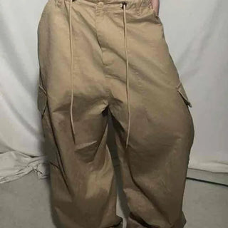 Mega Wide String Cotton Pocket Long Pants