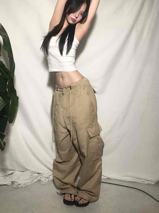 Mega Wide String Cotton Pocket Long Pants