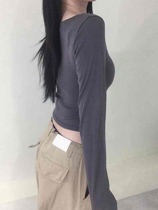 Deep V-Neck Delicate Long Sleeve Tee