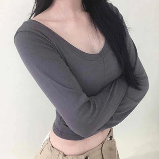 Deep V-Neck Delicate Long Sleeve Tee