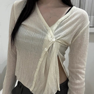 Moni Twisted See-through Knit Cardigan