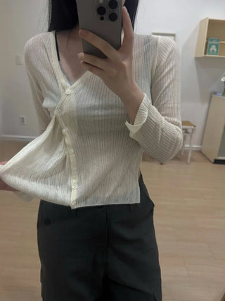 Moni Twisted See-through Knit Cardigan