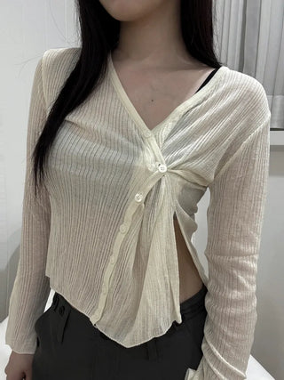 Moni Twisted See-through Knit Cardigan