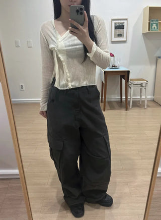 Moni Twisted See-through Knit Cardigan